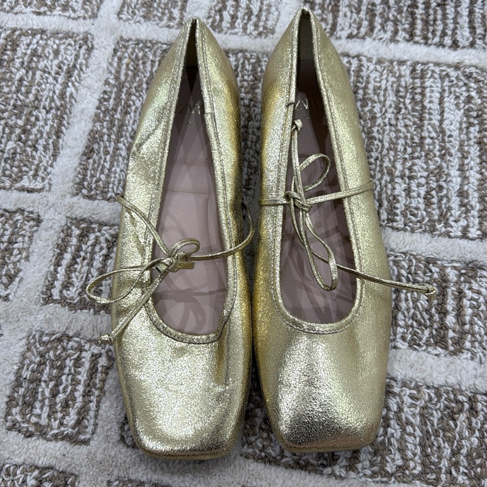 Zara Gold Bow Flat
